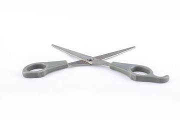 shears with grey handles on white background