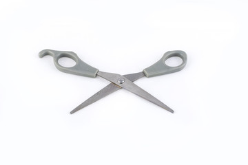 shears with grey handles on white background