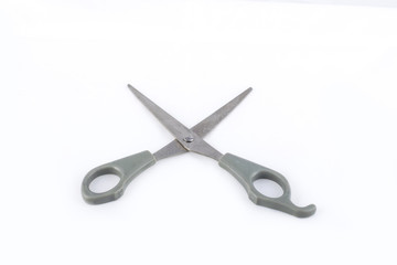 shears with grey handles on white background