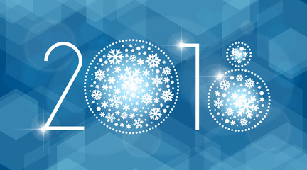 New year 2018 vector illustration with white snowflakes on dark blue background