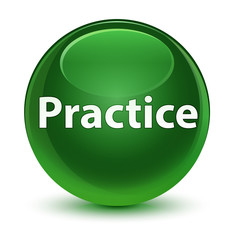 Practice glassy soft green round button
