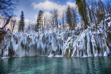 Plitvice lakes, national park in Croatia - winter edition