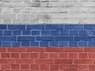 Russia Politics Concept: Russian Flag Wall Background Texture