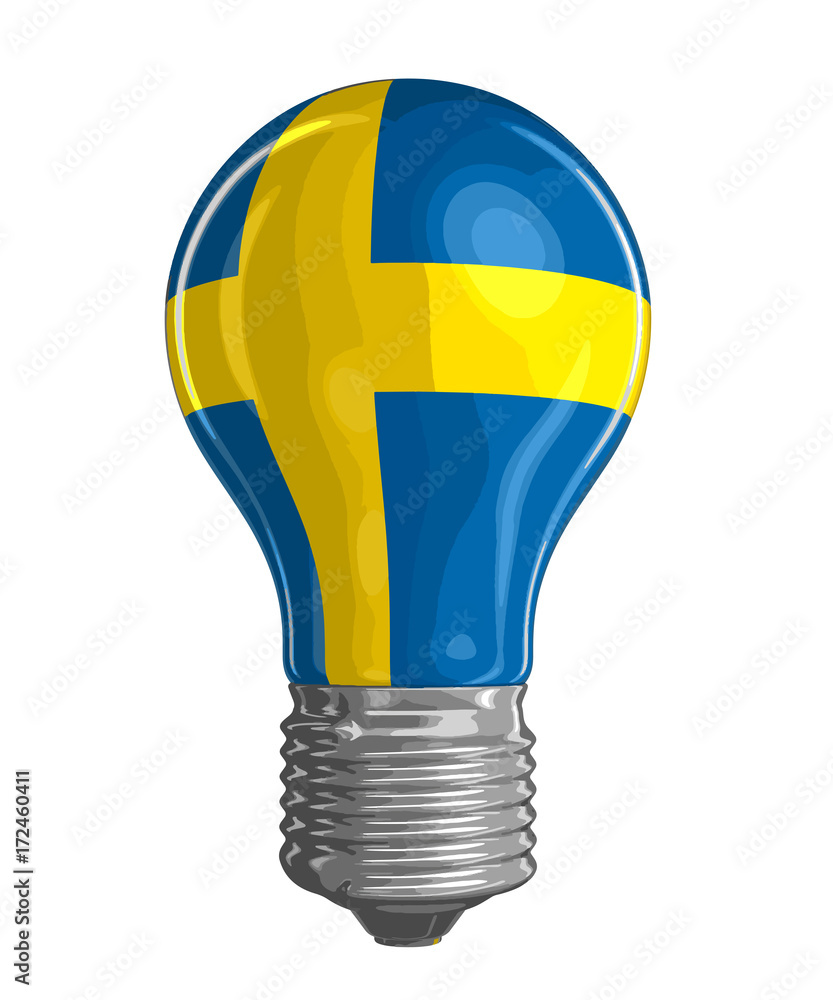 Poster light bulb with swedish flag. image with clipping path