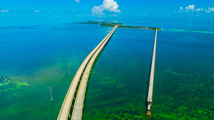 Road to Key West over seas and islands, Florida keys, USA.