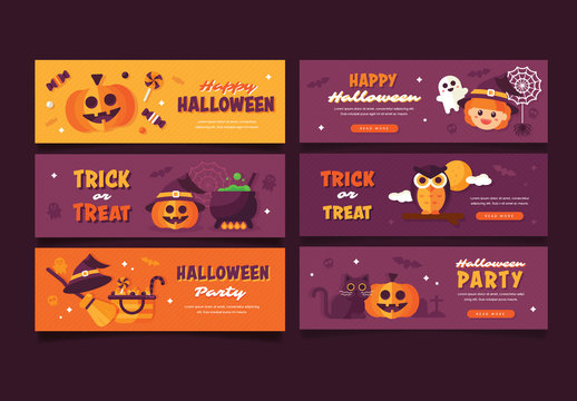 Set of 6 Halloween Web Banners 1