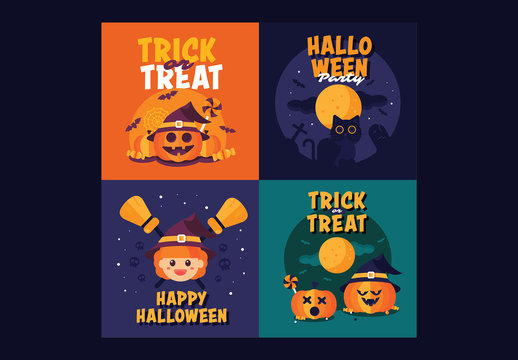 4 Square Halloween Cards 2