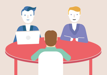 Vector flat illustration related of teamwork, business meeting and stakeholders