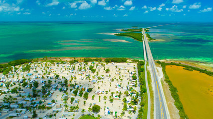 Road to Key West over seas and islands, Florida keys, USA.
