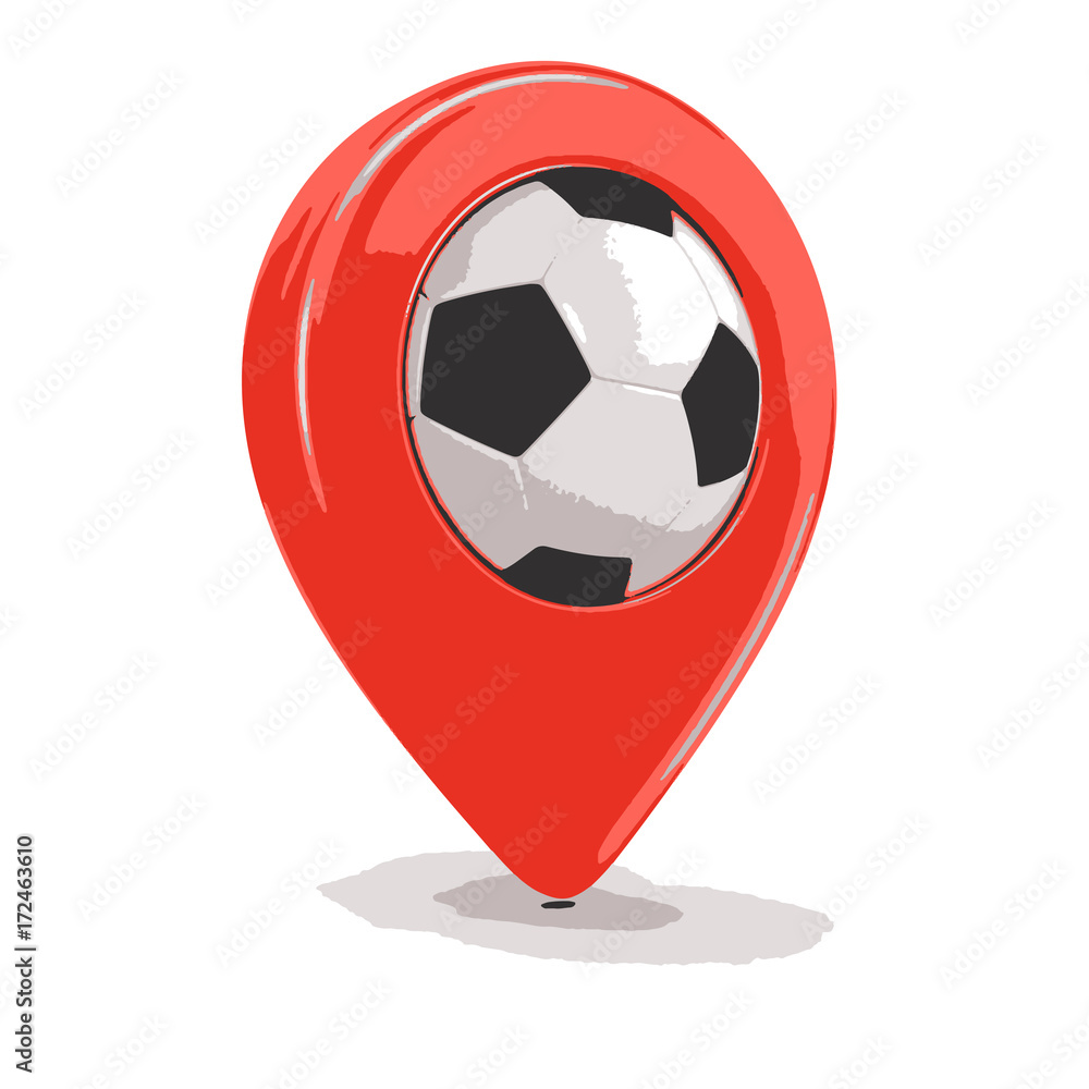 Poster pointer with soccer football. image with clipping path