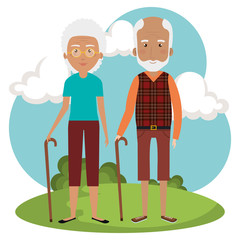 grandparents couple in the park avatars
