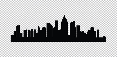  Set of vector cities silhouette