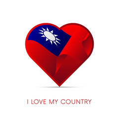 Taiwan flag in heart. I love my country. sign. Vector illustration.