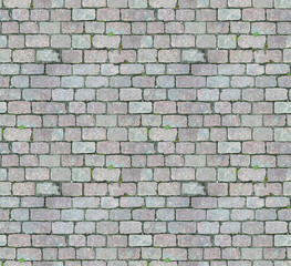 Stone pavement texture. Granite cobblestoned pavement background. Abstract background of old cobblestone pavement close-up. Seamless texture. Perfect tiled on all sides
