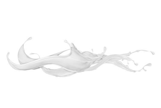 Abstract splashes of milk or cream on white background