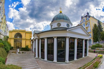 Pavilion of cold mineral water - Cross spring in Marianske Lazne (Marienbad) - great famous...