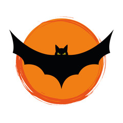 fledermaus vampier im organgenen kreis