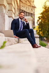 Young businessman on the stairs