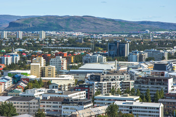 Scenery view of Reykjavik the capital city of Iceland in summer season.