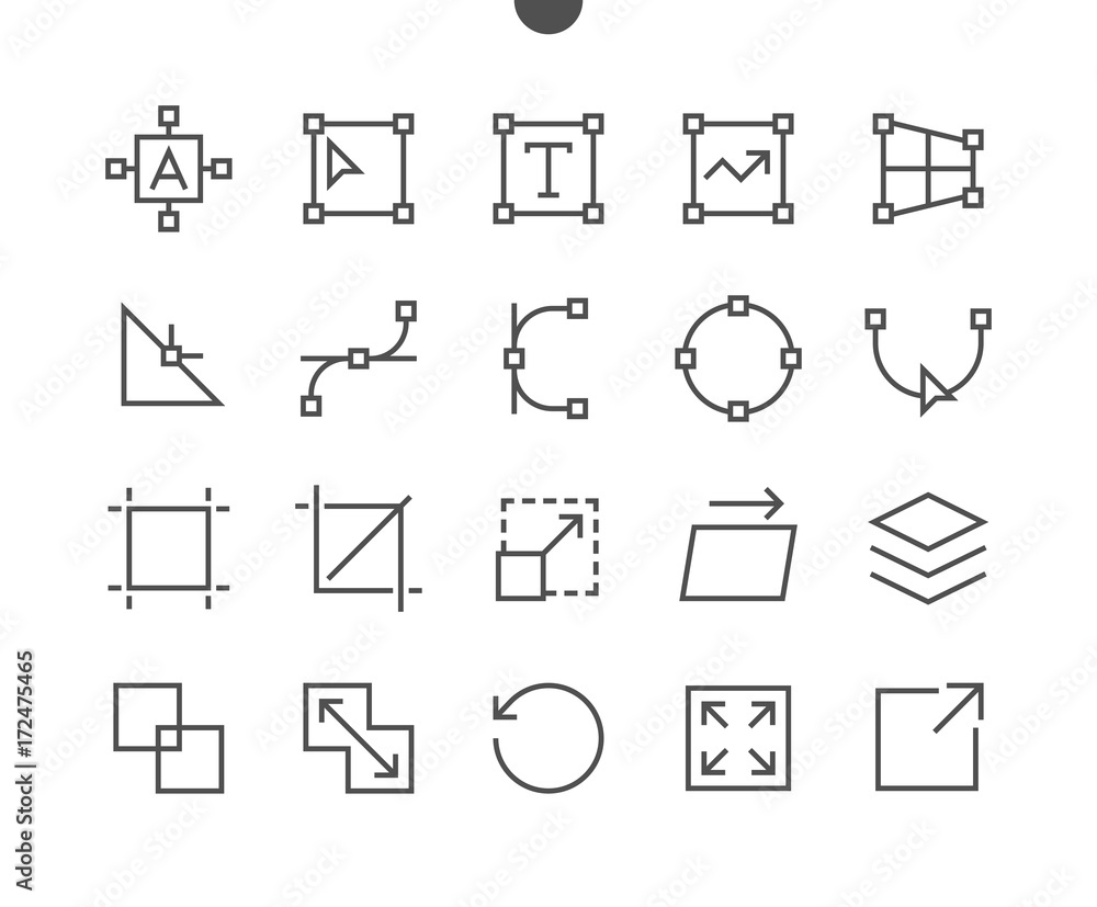 Poster graphic design pixel perfect well-crafted vector thin line icons 48x48 ready for 24x24 grid for web 