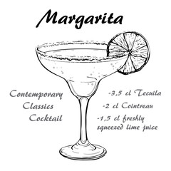 margarita cocktail vector sketch