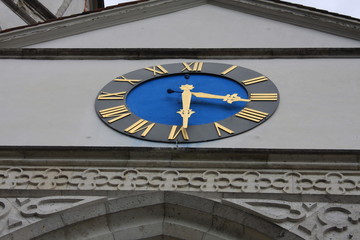 Clock on church in Aarburg Fort - Swiss