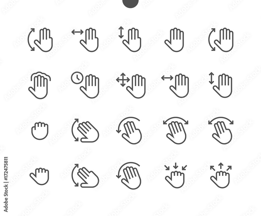 Poster gesture view outlined pixel perfect well-crafted vector thin line icons 48x48 ready for 24x24 grid f