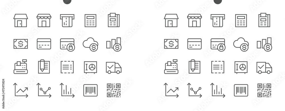 Poster shopping pixel perfect well-crafted vector thin line icons 48x48 ready for 24x24 grid for web graphi