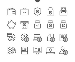 Financial Pixel Perfect Well-crafted Vector Thin Line Icons 48x48 Ready for 24x24 Grid for Web Graphics and Apps with Editable Stroke. Simple Minimal Pictogram
