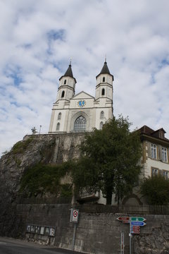 Aarburg Castle on the Aare River in Canton Aarau, Switzerland (large stitched file)