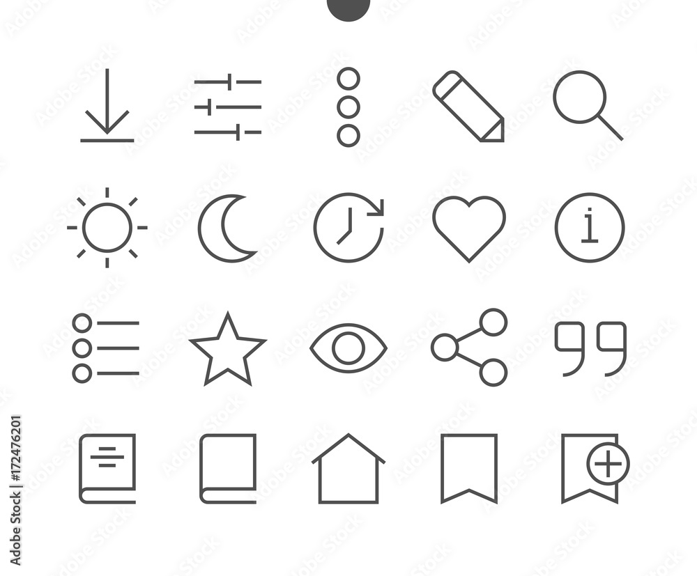 Poster reading view outlined pixel perfect well-crafted vector thin line icons 48x48 ready for 24x24 grid f