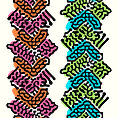 Seamless repeating textile, ink brush strokes pattern in doodle grunge texture style.