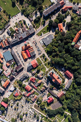 aerial view of the town center