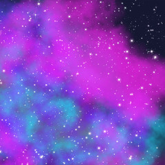 Abstract watercolor background galaxy space. Stars wallpaper for mobile application.