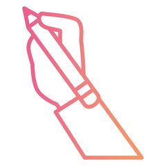 hand human with pencil writing isolated icon