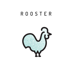 Fototapeta na wymiar rooster cock vector icon in a linear minimalist style