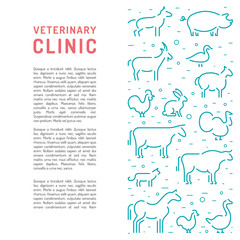 Booklet veterinary clinics with space for text. Leaflet with images of animals which are treated in the clinic for animals.
