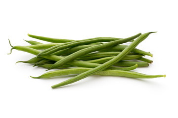 Green beans isolated on a white background.