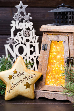 Christmas decor und lantern. Symbol xmas.