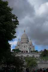 Fototapeta na wymiar Dark clouds over Sacre Coeur, Paris 