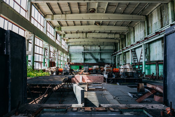 Large industrial hall of abandoned factory