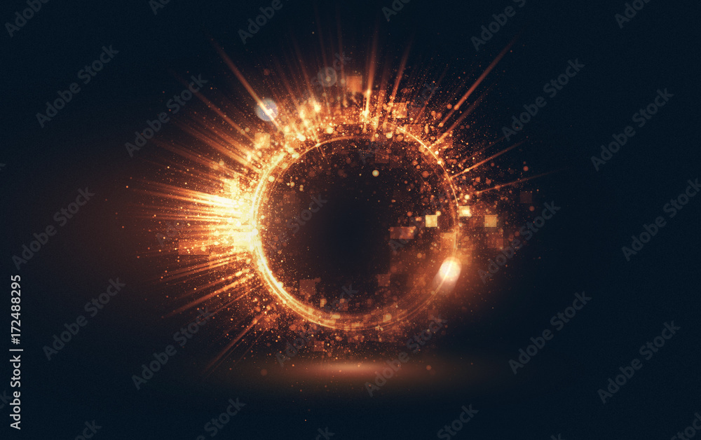 Wall mural abstract background. luminous swirling. elegant glowing circle. big data cloud. light ring..sparking