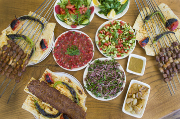 turkish kebab, shish kebab and liver shish kebab menu