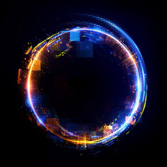 Abstract background. luminous swirling. Elegant glowing circle. Big data cloud. Light ring..Sparking particle. Space tunnel. Colorful ellipse. Glint sphere. Bright border. Magic portal. Energy ball.