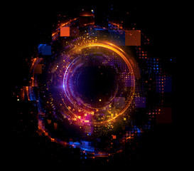 Abstract background. luminous swirling. Elegant glowing circle. Big data cloud. Light ring..Sparking particle. Space tunnel. Colorful ellipse. Glint sphere. Bright border. Magic portal. Energy ball.