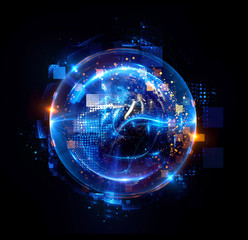 Abstract background. luminous swirling. Elegant glowing circle. Big data cloud. Light ring..Sparking particle. Space tunnel. Colorful ellipse. Glint sphere. Bright border. Magic portal. Energy ball.