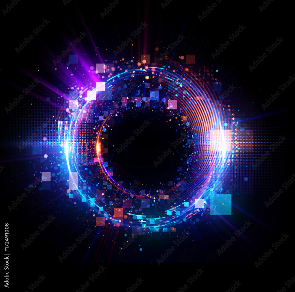 Wall mural abstract background. luminous swirling. elegant glowing circle. big data cloud. light ring..sparking
