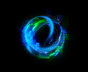 Abstract background. luminous swirling. Elegant glowing circle. Big data cloud. Light ring..Sparking particle. Space tunnel. Colorful ellipse. Glint sphere. Bright border. Magic portal. Energy ball.