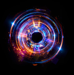Abstract background. luminous swirling. Elegant glowing circle. Big data cloud. Light ring..Sparking particle. Space tunnel. Colorful ellipse. Glint sphere. Bright border. Magic portal. Energy ball.