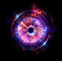 Abstract background. luminous swirling. Elegant glowing circle. Big data cloud. Light ring..Sparking particle. Space tunnel. Colorful ellipse. Glint sphere. Bright border. Magic portal. Energy ball.
